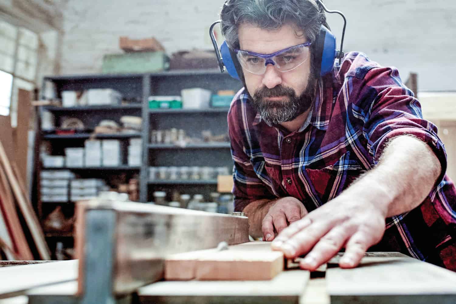 Retired man doing some woodworking
