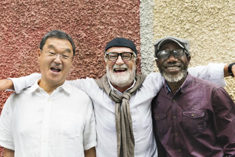 3 retired friends posting for a fun photo