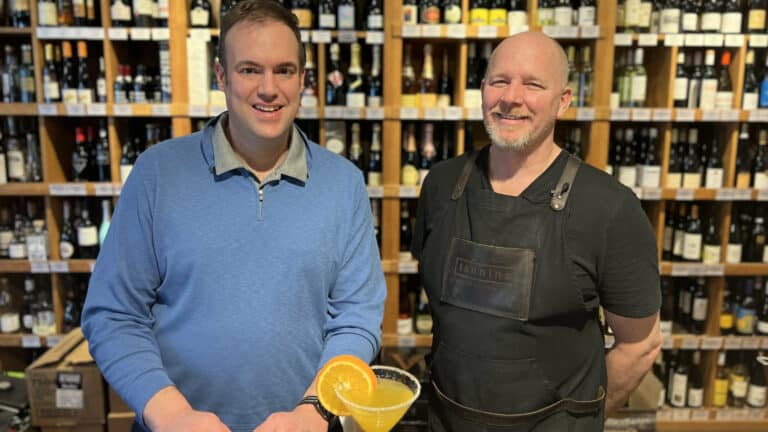 Mike Allas and Josh make an Easter cocktail