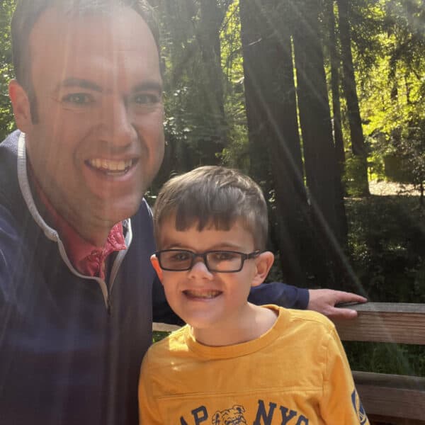 Josh and Zach inside a California forest